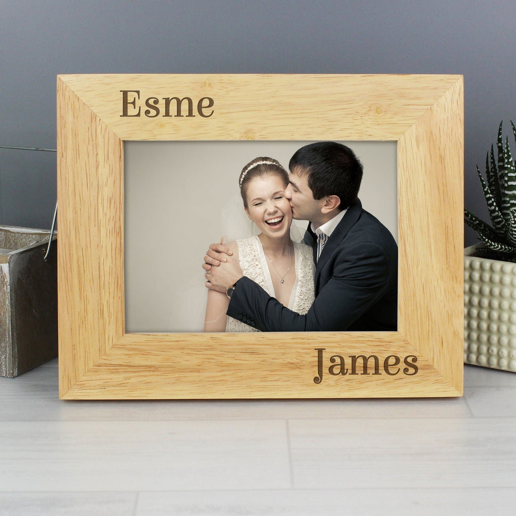 Personalised Couples 6x4 Inch Oak Finish Photo Frame