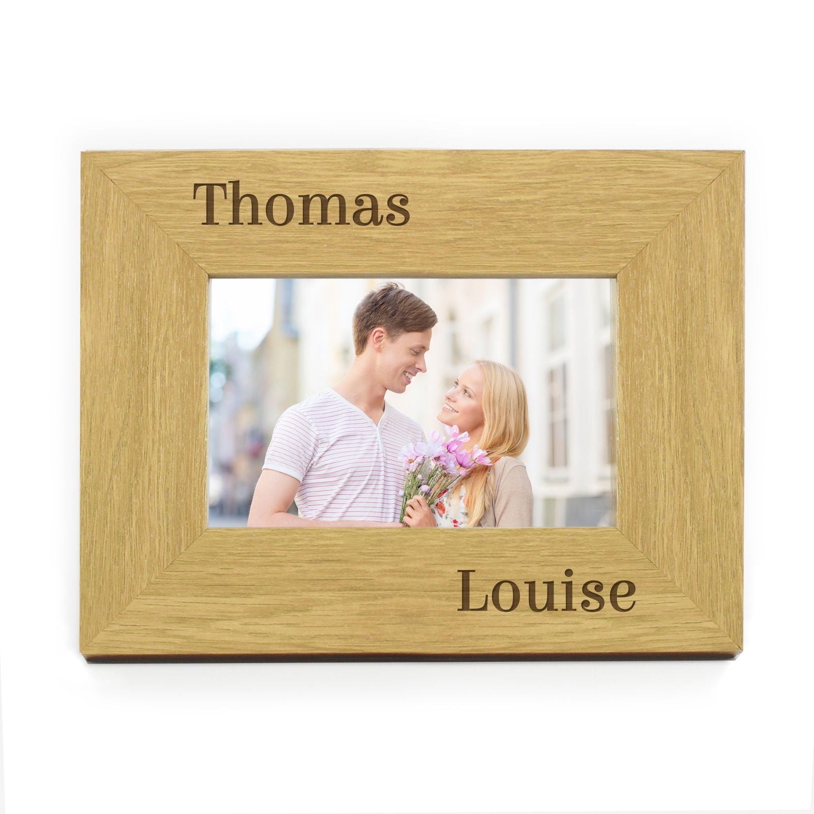 Personalised Couples 6x4 Inch Oak Finish Photo Frame
