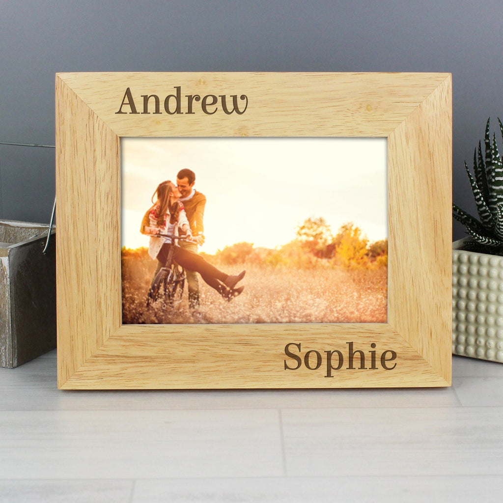 Personalised Couples 6x4 Inch Oak Finish Photo Frame