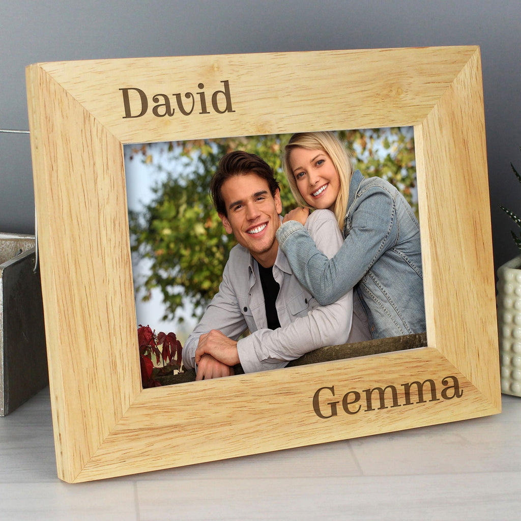 Personalised  Couples 7x5 Inch Landscape Wooden Photo Frame