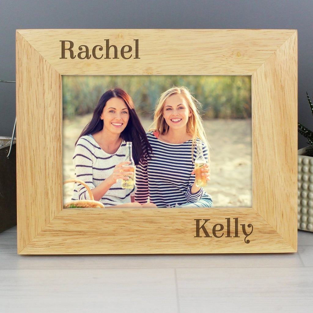 Personalised  Couples 7x5 Inch Landscape Wooden Photo Frame