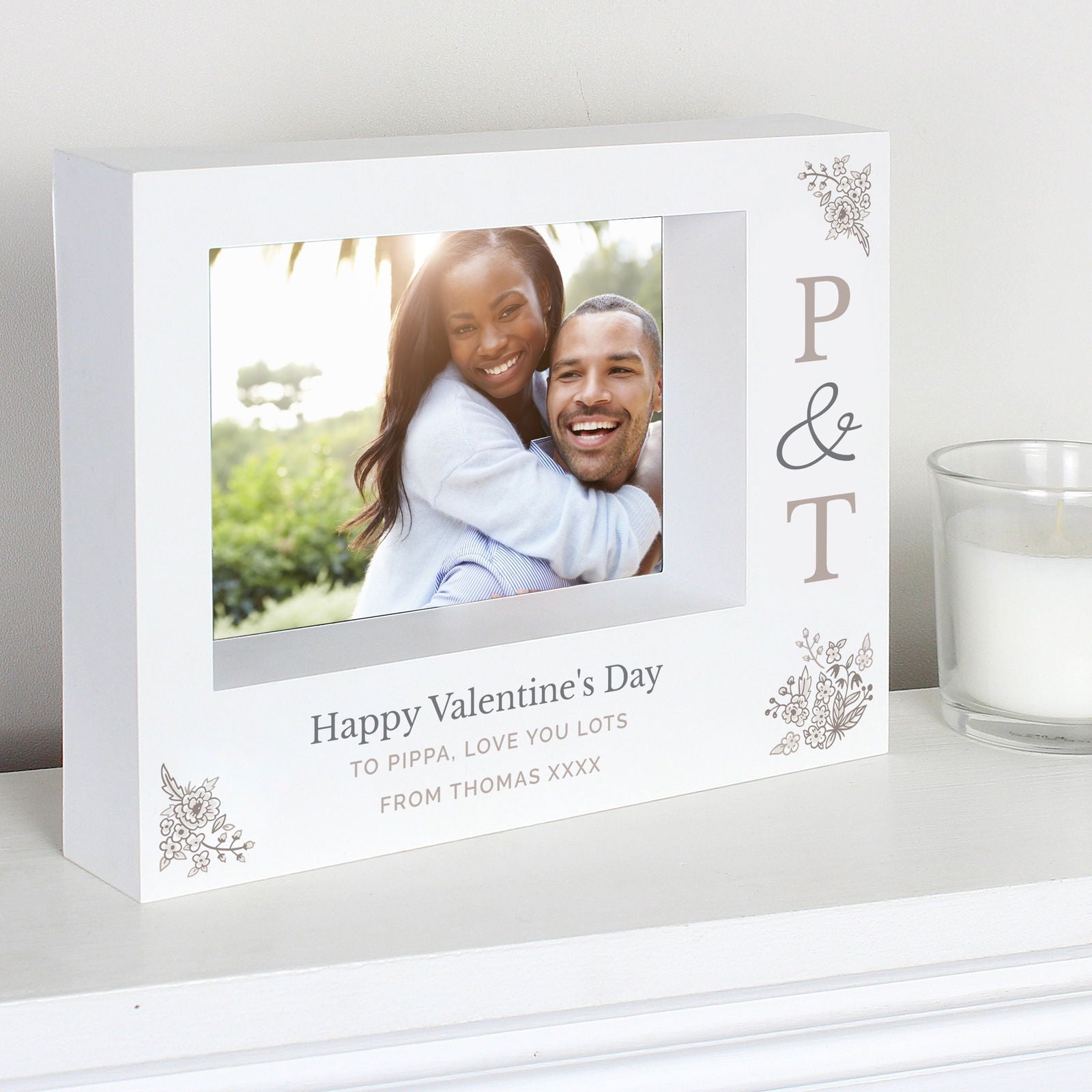 Personalised Couples Initials 7x5 Inch Landscape Box Photo Frame