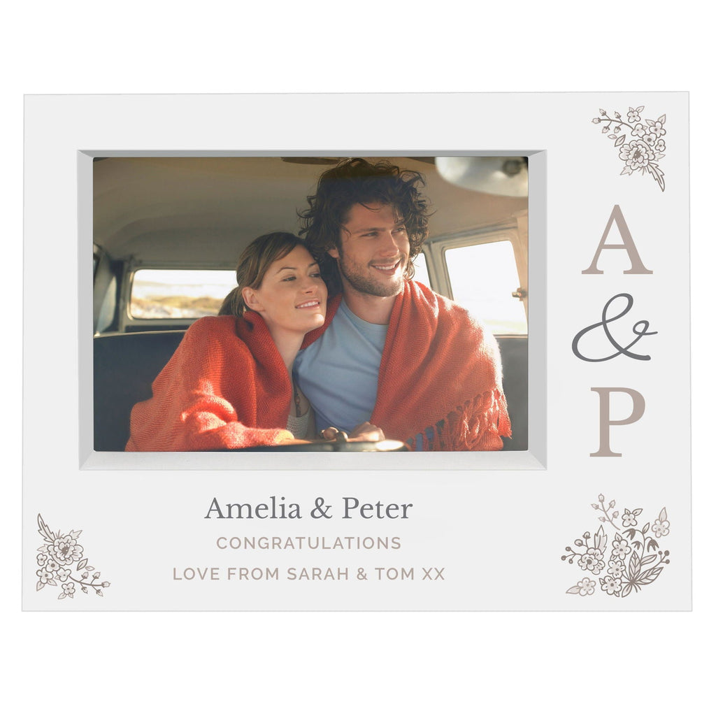 Personalised Couples Initials 7x5 Inch Landscape Box Photo Frame