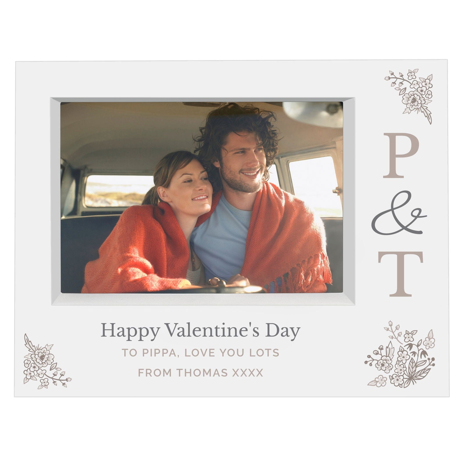 Personalised Couples Initials 7x5 Inch Landscape Box Photo Frame