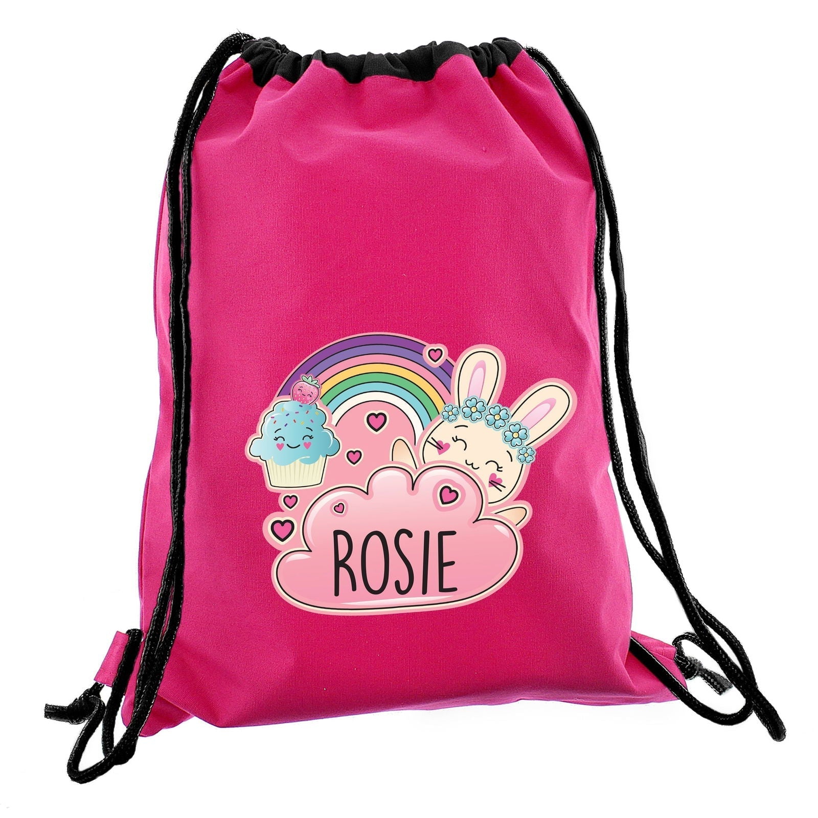 Personalised Cute Bunny Pink Swim & Kit Bag