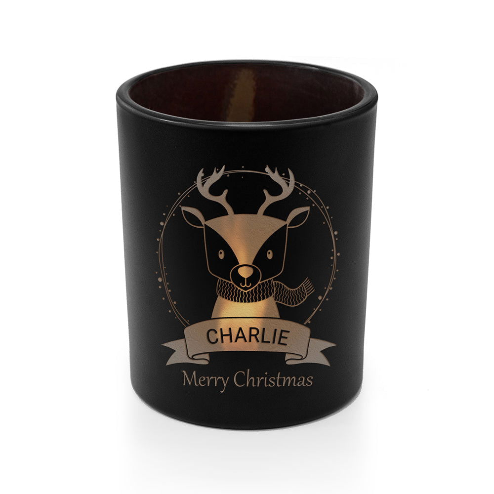 Personalised Cute Reindeer Candle Holder