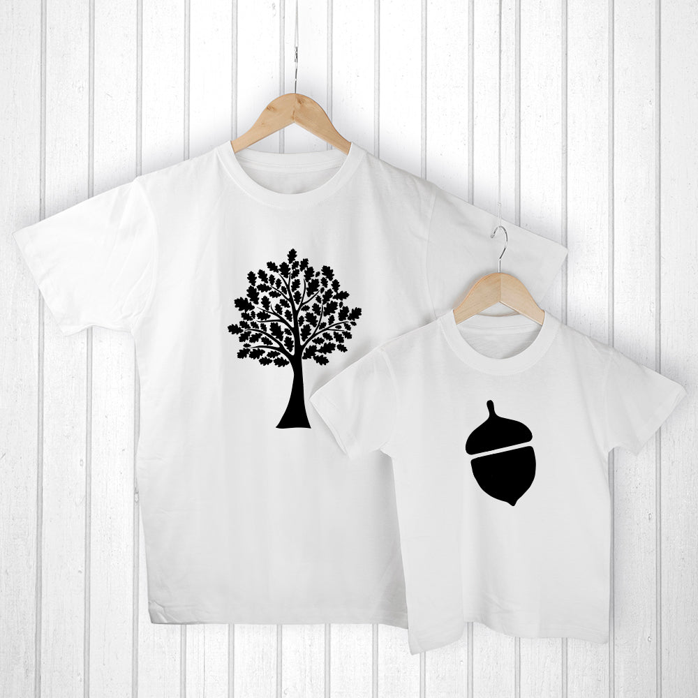 Personalised Daddy And Me Acorn White T-Shirts