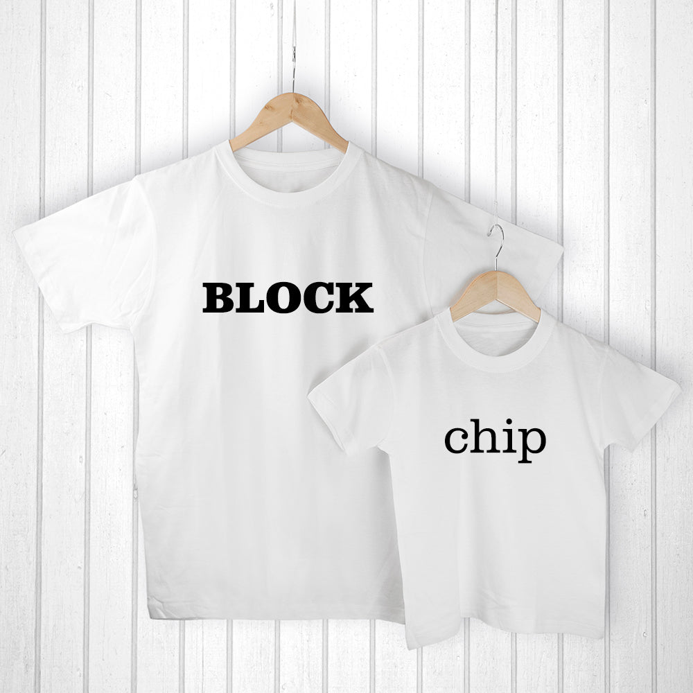 Personalised Daddy And Me Chip Off The Old Block White T-Shirts