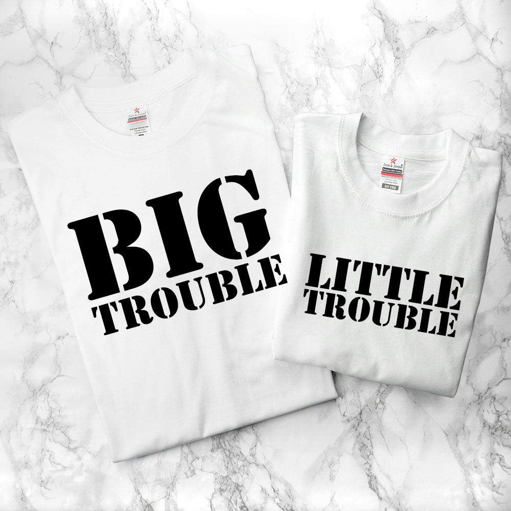 Personalised Daddy And Me Here Comes Trouble White T-Shirts