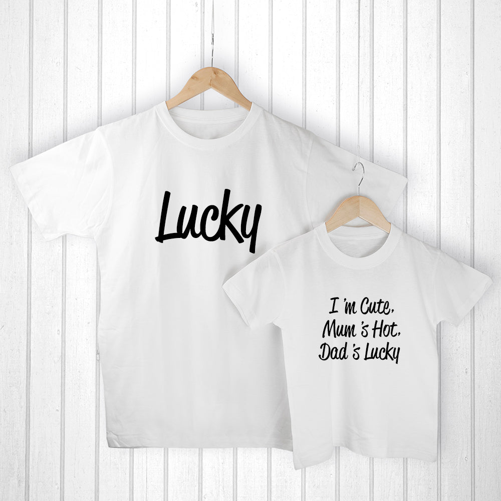 Personalised Daddy And Me Lucky White T-Shirts