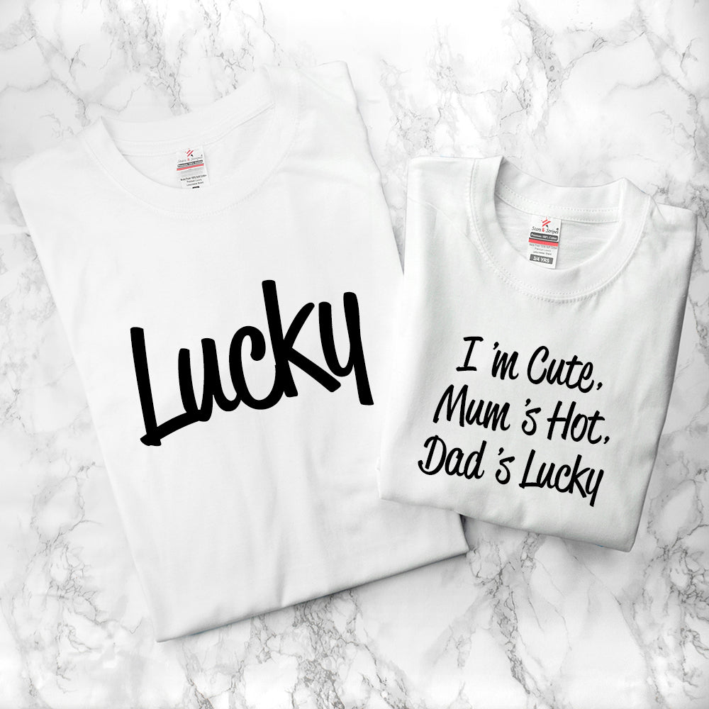 Personalised Daddy And Me Lucky White T-Shirts