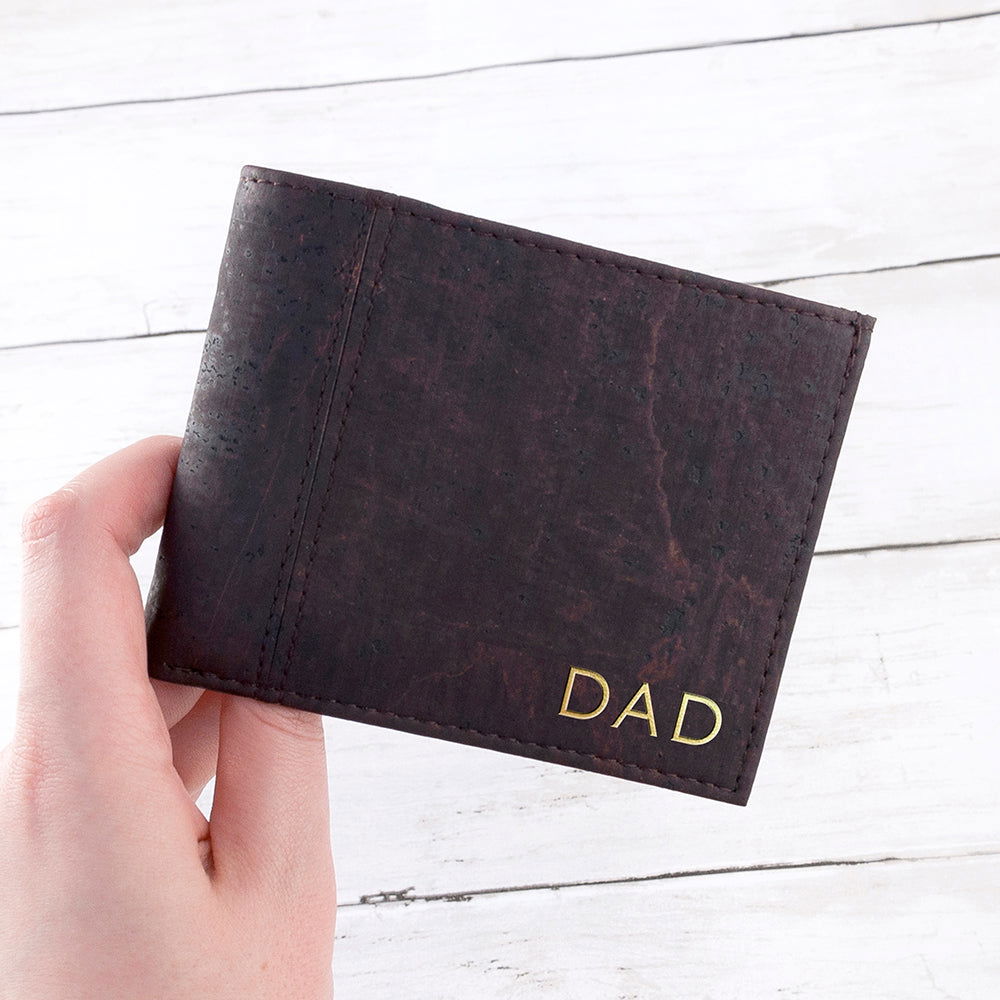 Personalised Dark Brown Vegan Leather Cork Wallet