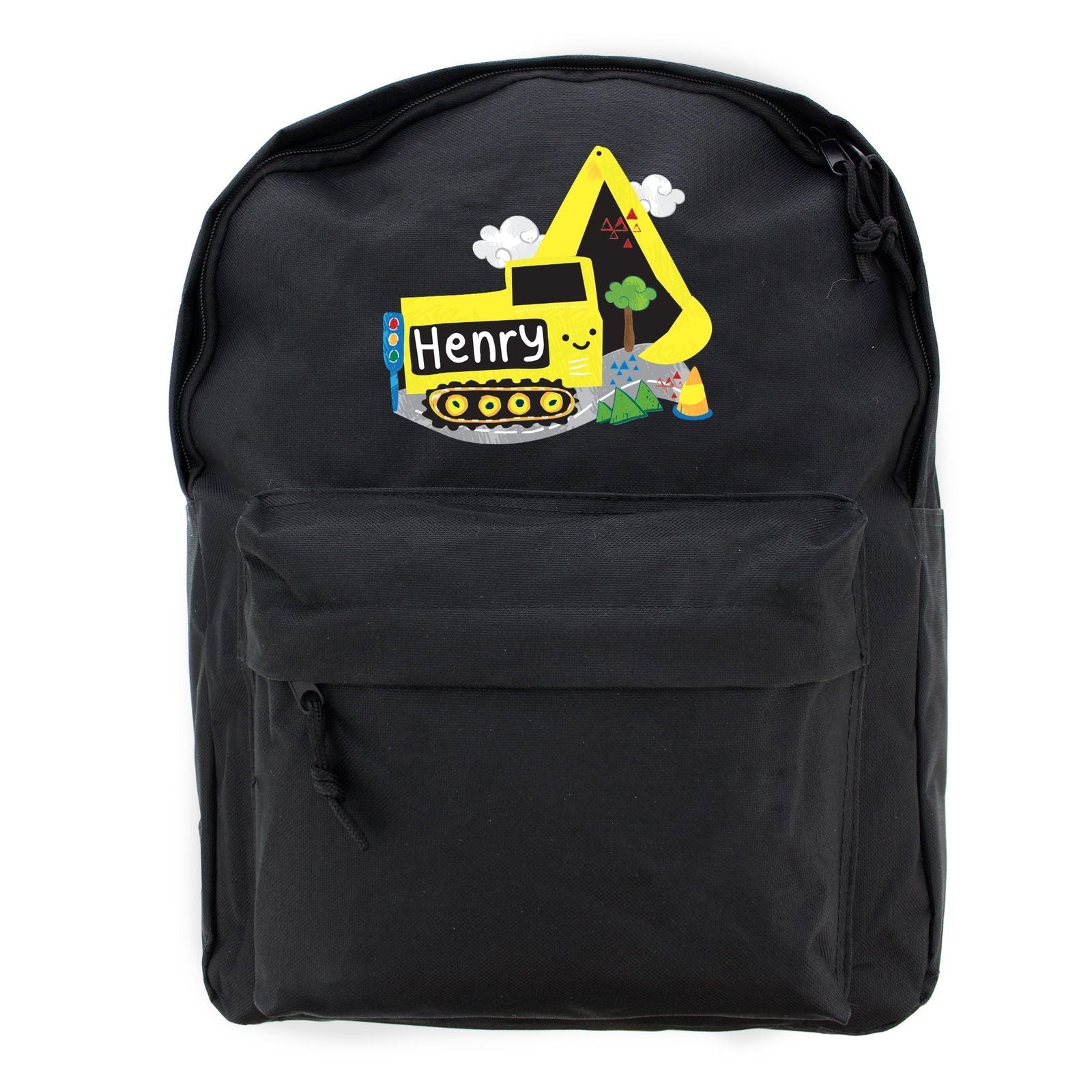 Personalised Digger Black Backpack