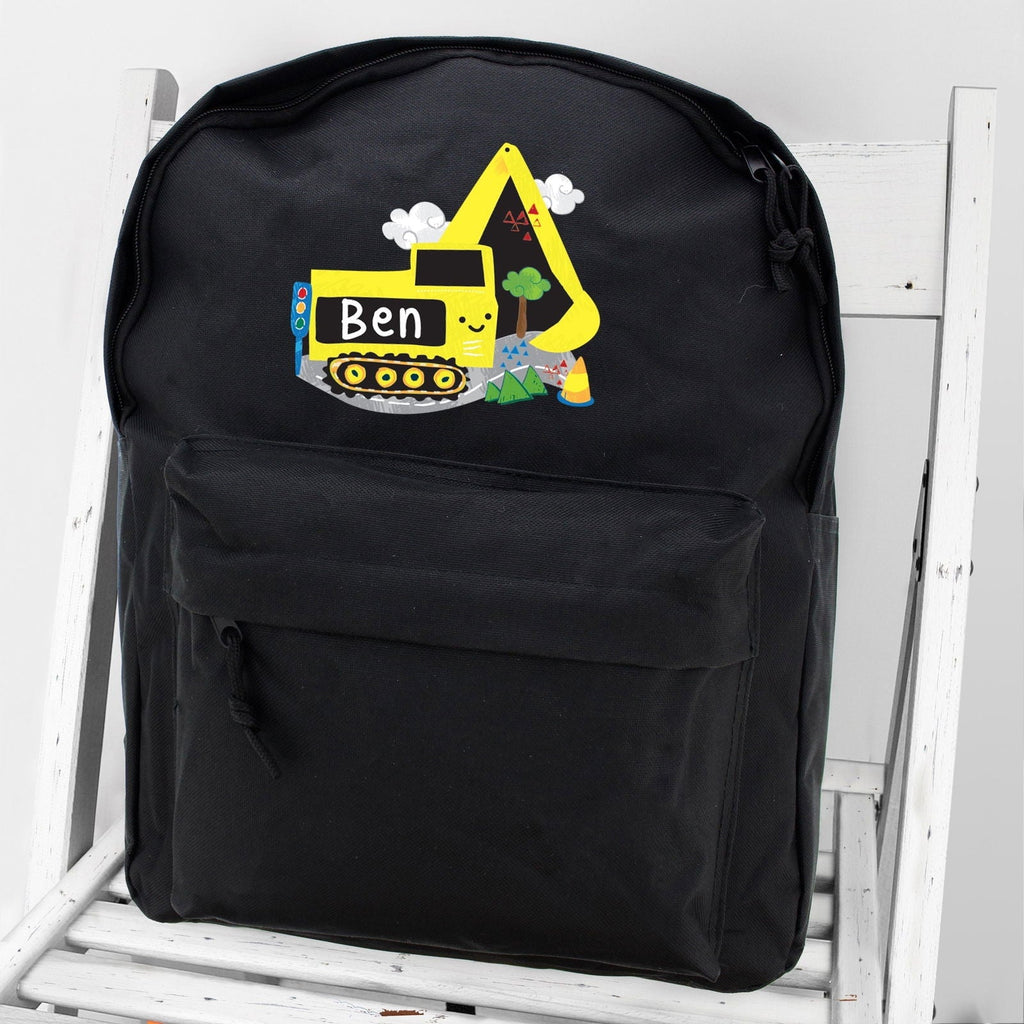 Personalised Digger Black Backpack