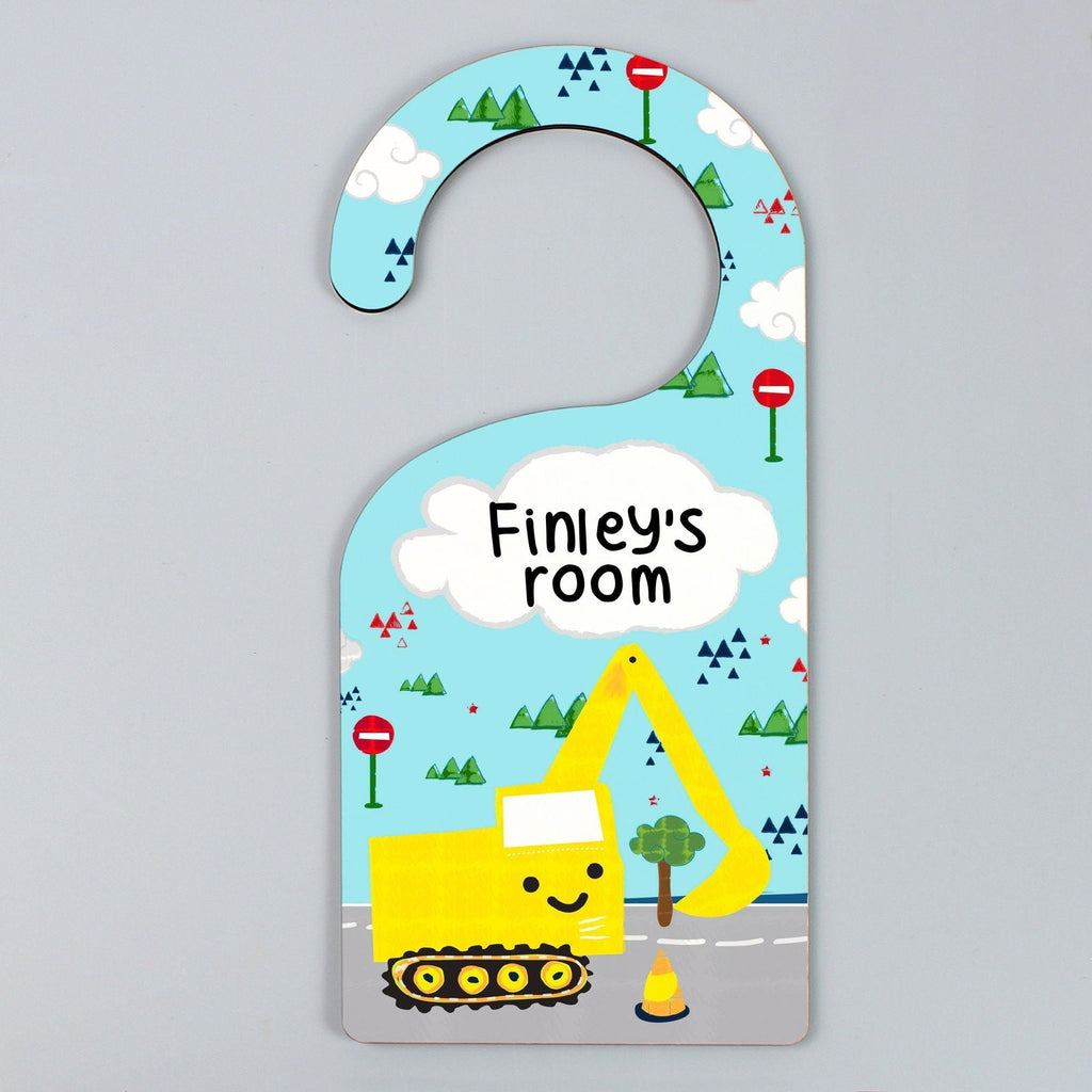 Personalised Digger Door Hanger