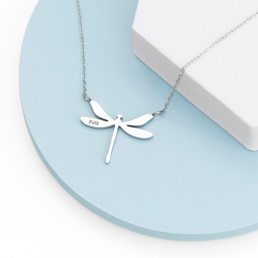 Personalised Dragonfly Silver Necklace