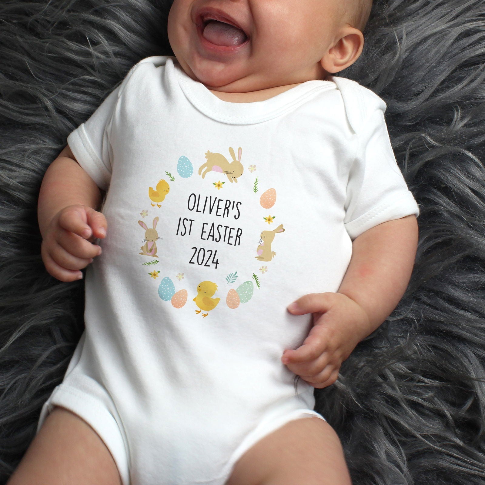 Personalised Easter Bunny & Chick Baby Vest