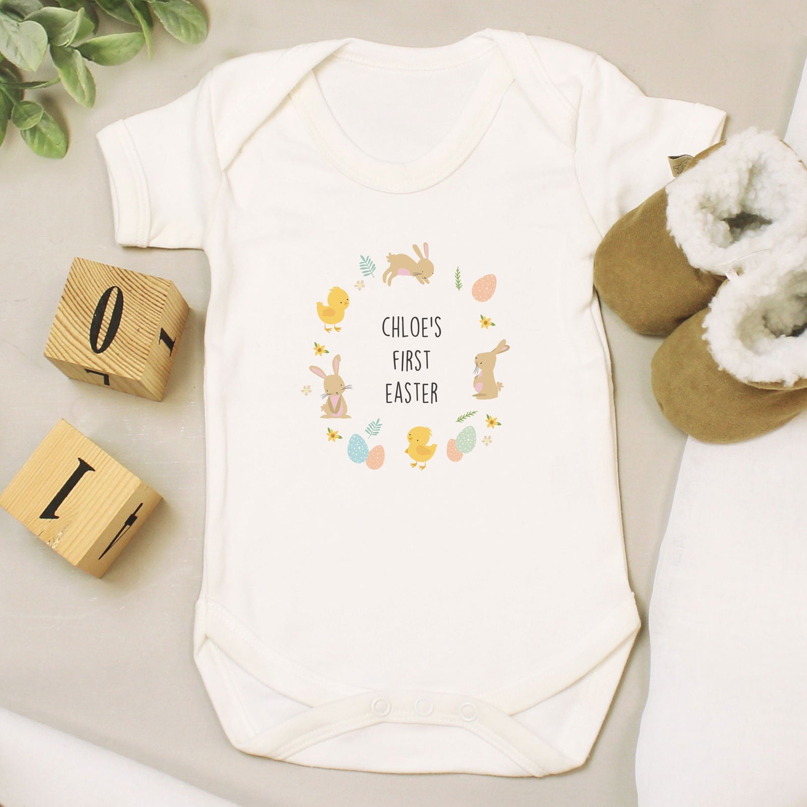 Personalised Easter Bunny & Chick Baby Vest