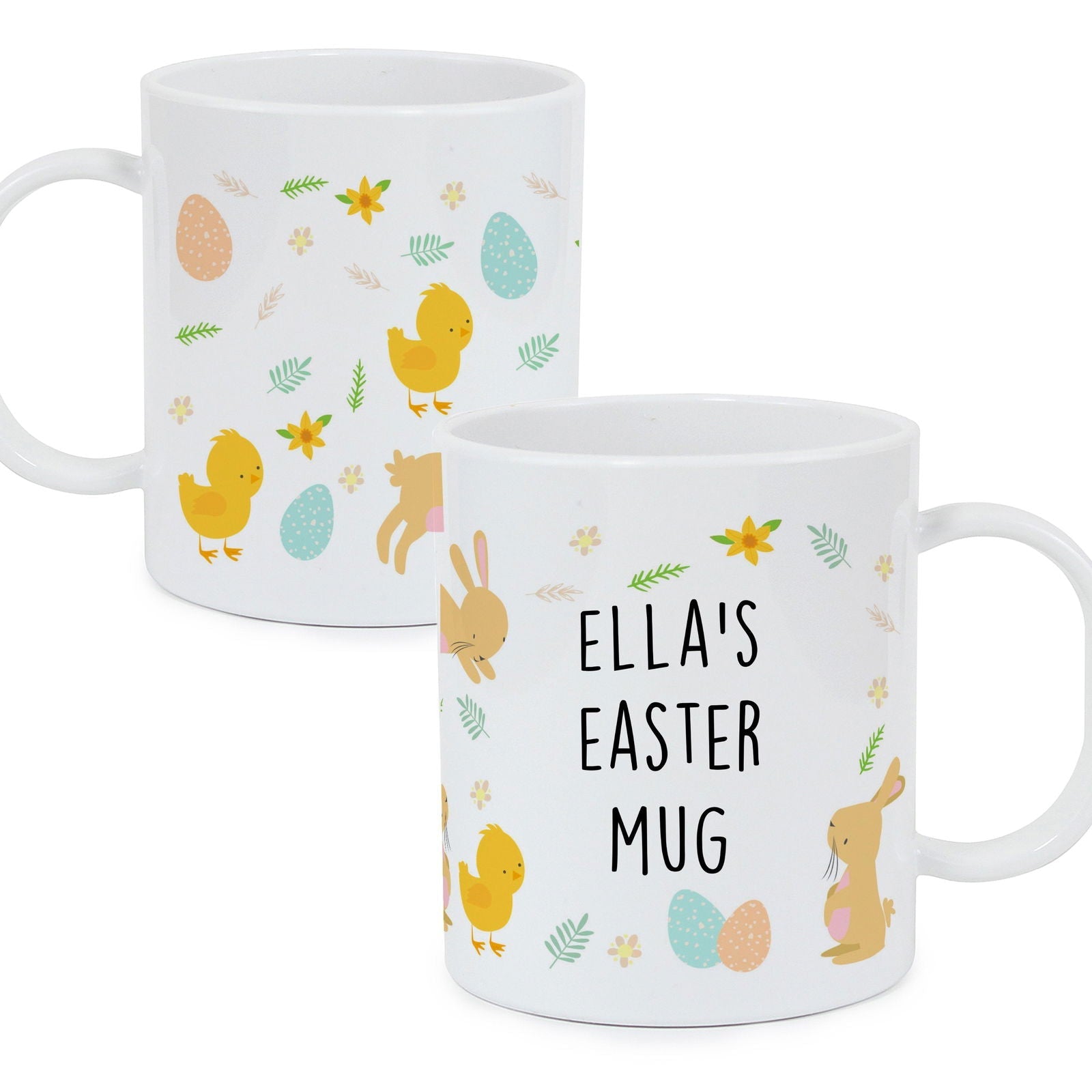 Personalised Easter Bunny & Chick Plastic Mug