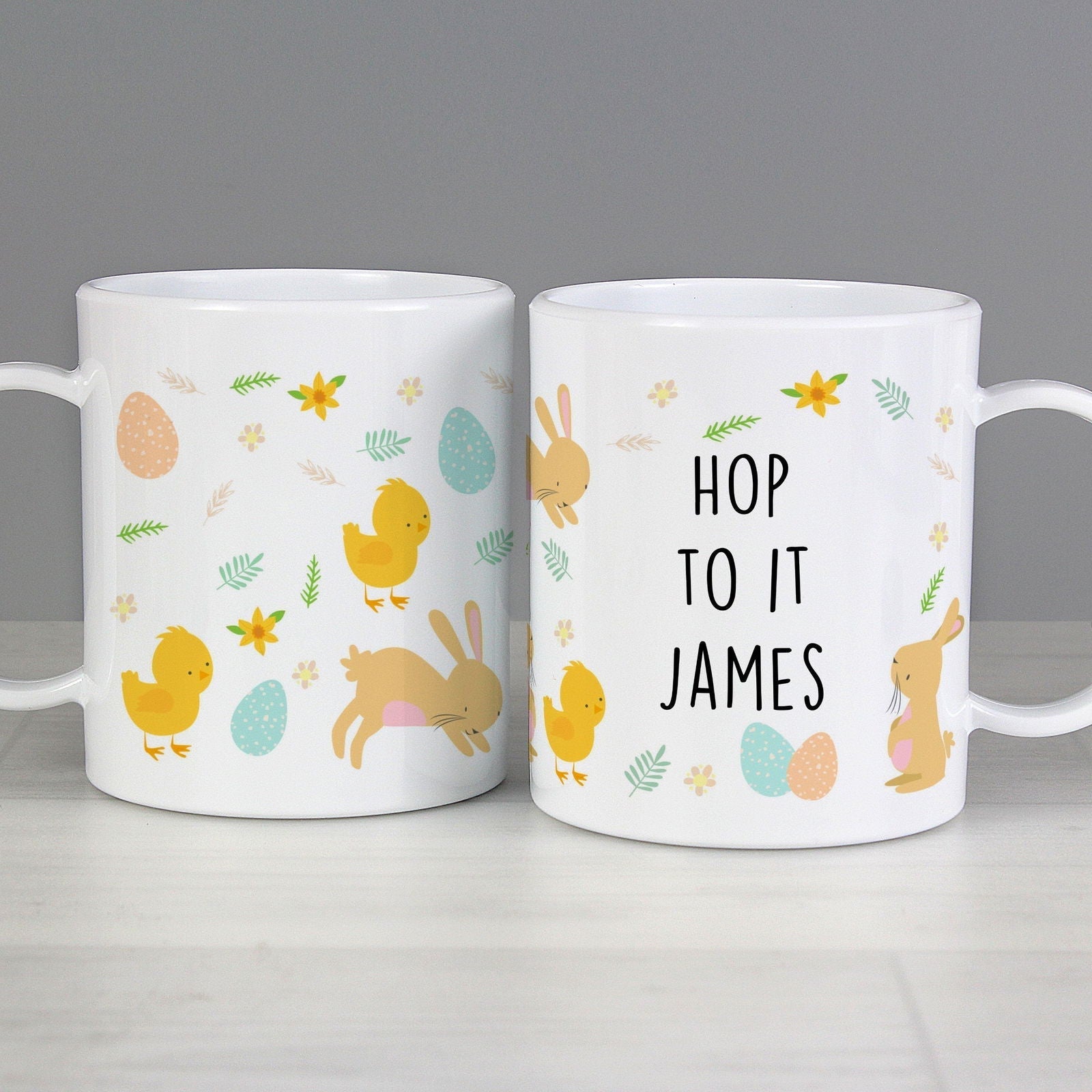 Personalised Easter Bunny & Chick Plastic Mug