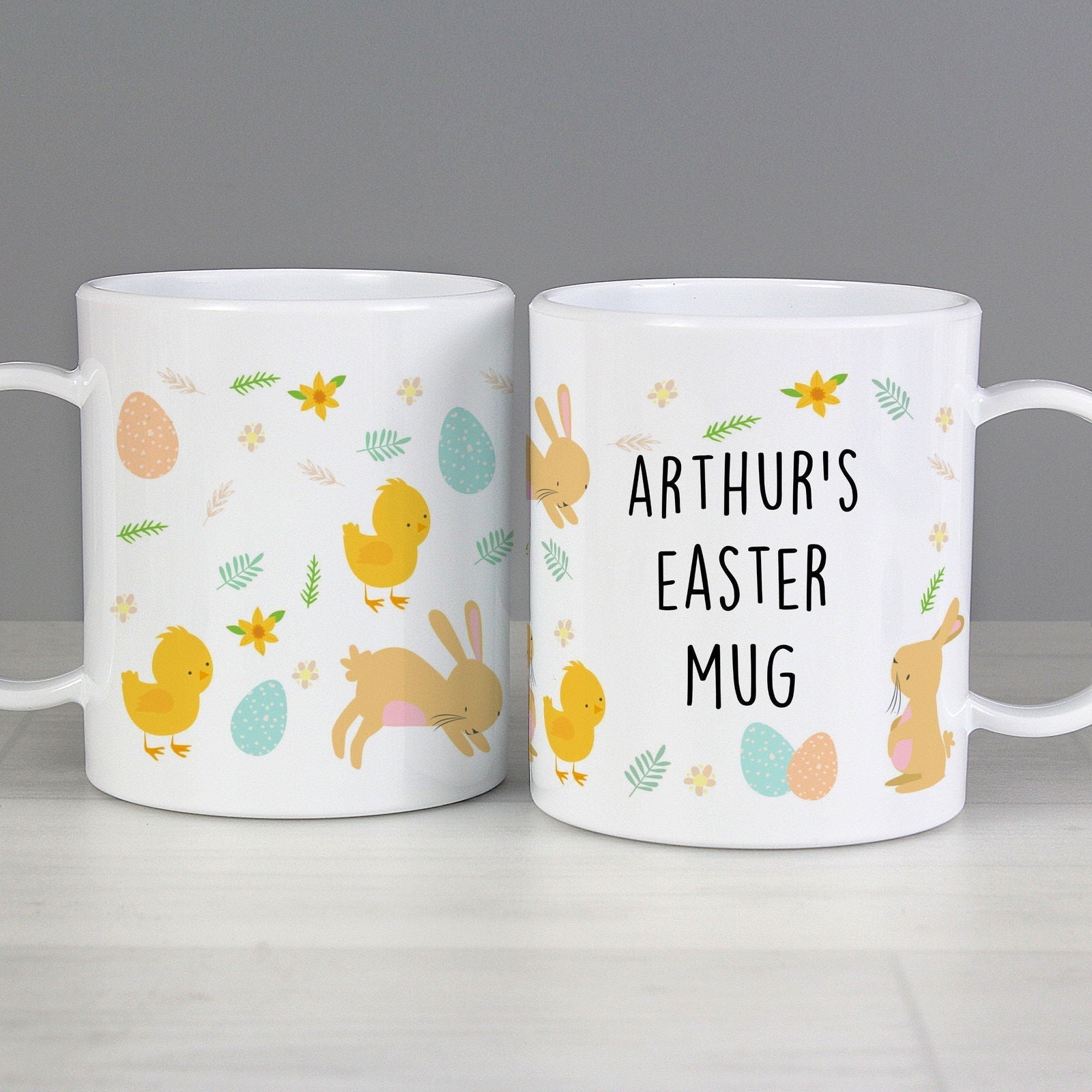 Personalised Easter Bunny & Chick Plastic Mug
