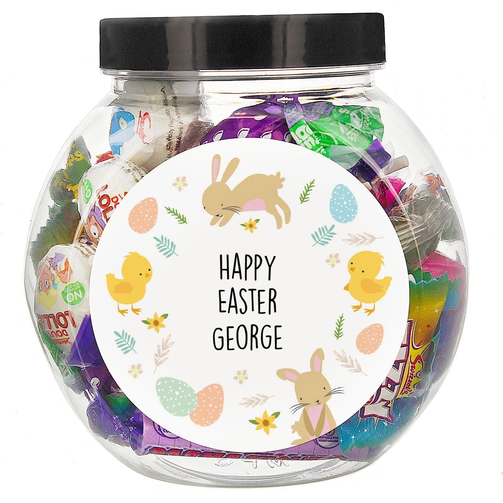 Personalised Easter Bunny & Chick Sweets Jar