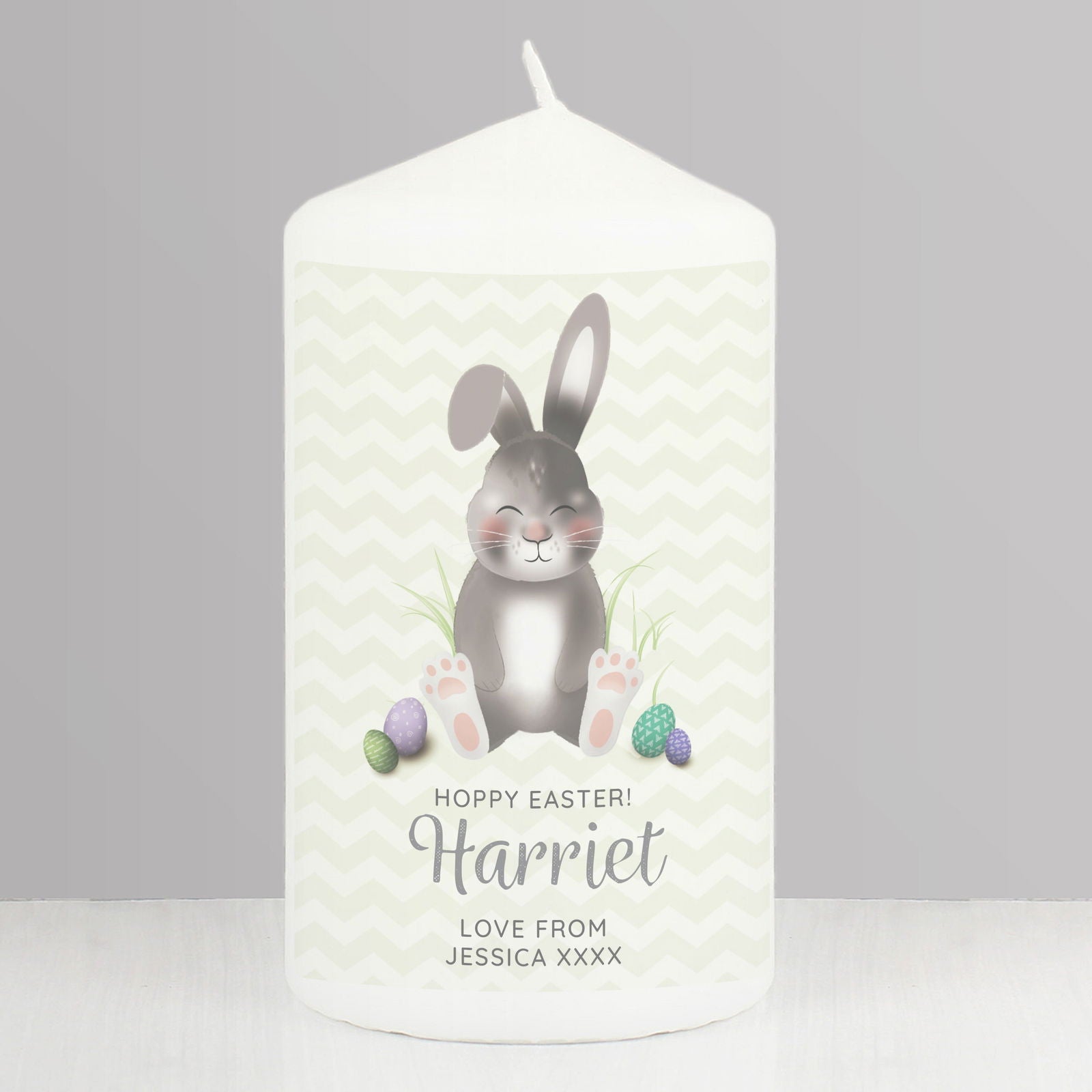 Personalised Easter Bunny Pillar Candle