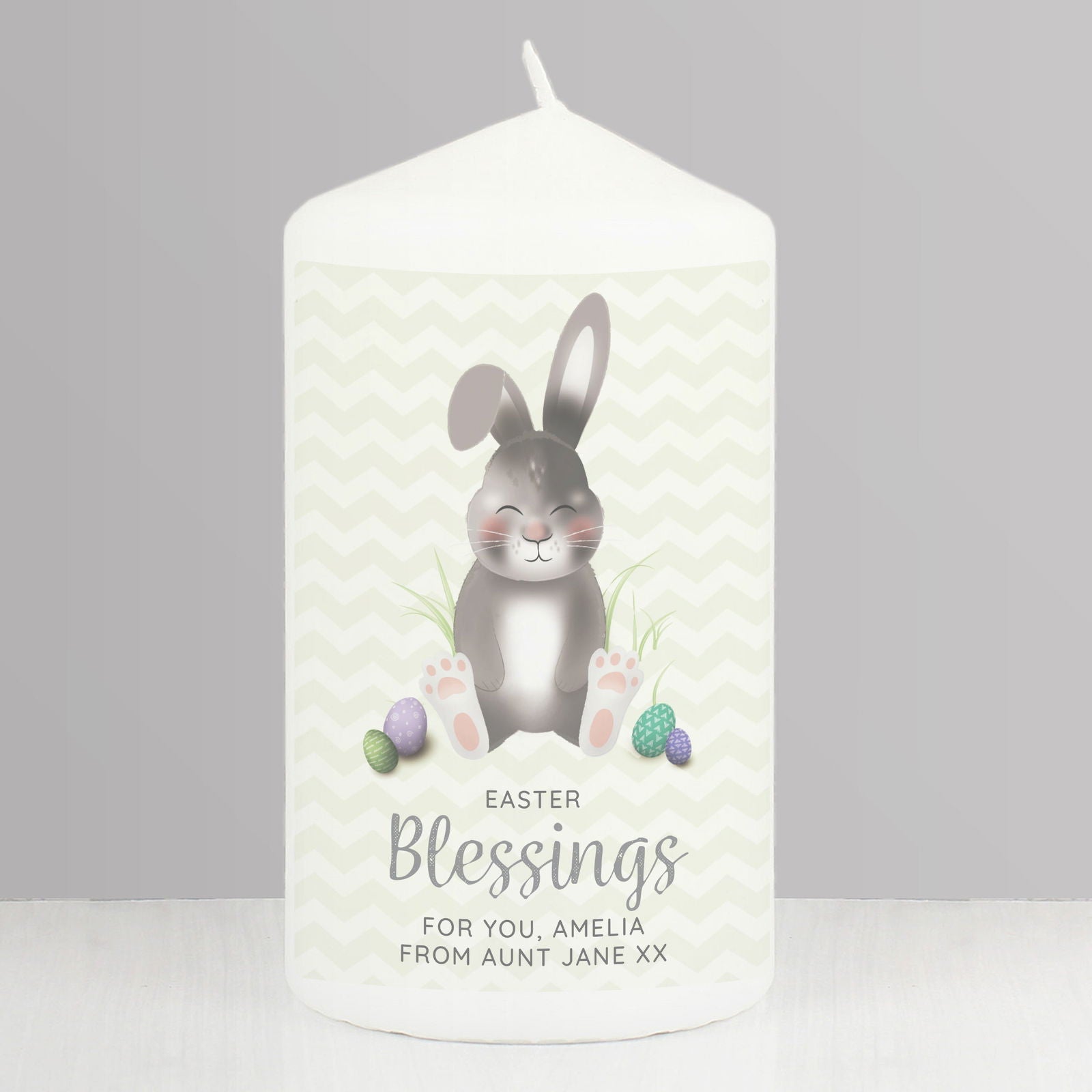 Personalised Easter Bunny Pillar Candle