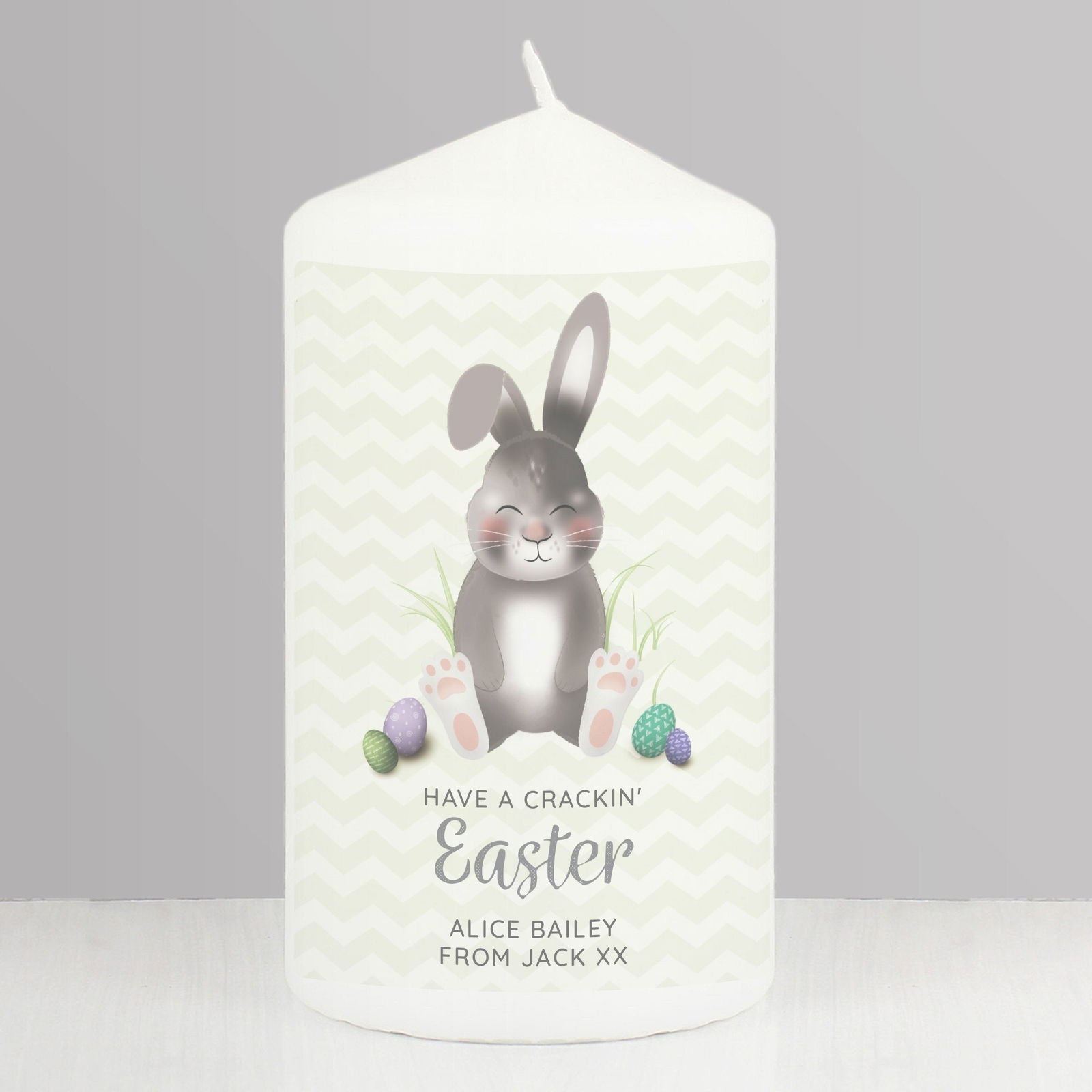 Personalised Easter Bunny Pillar Candle