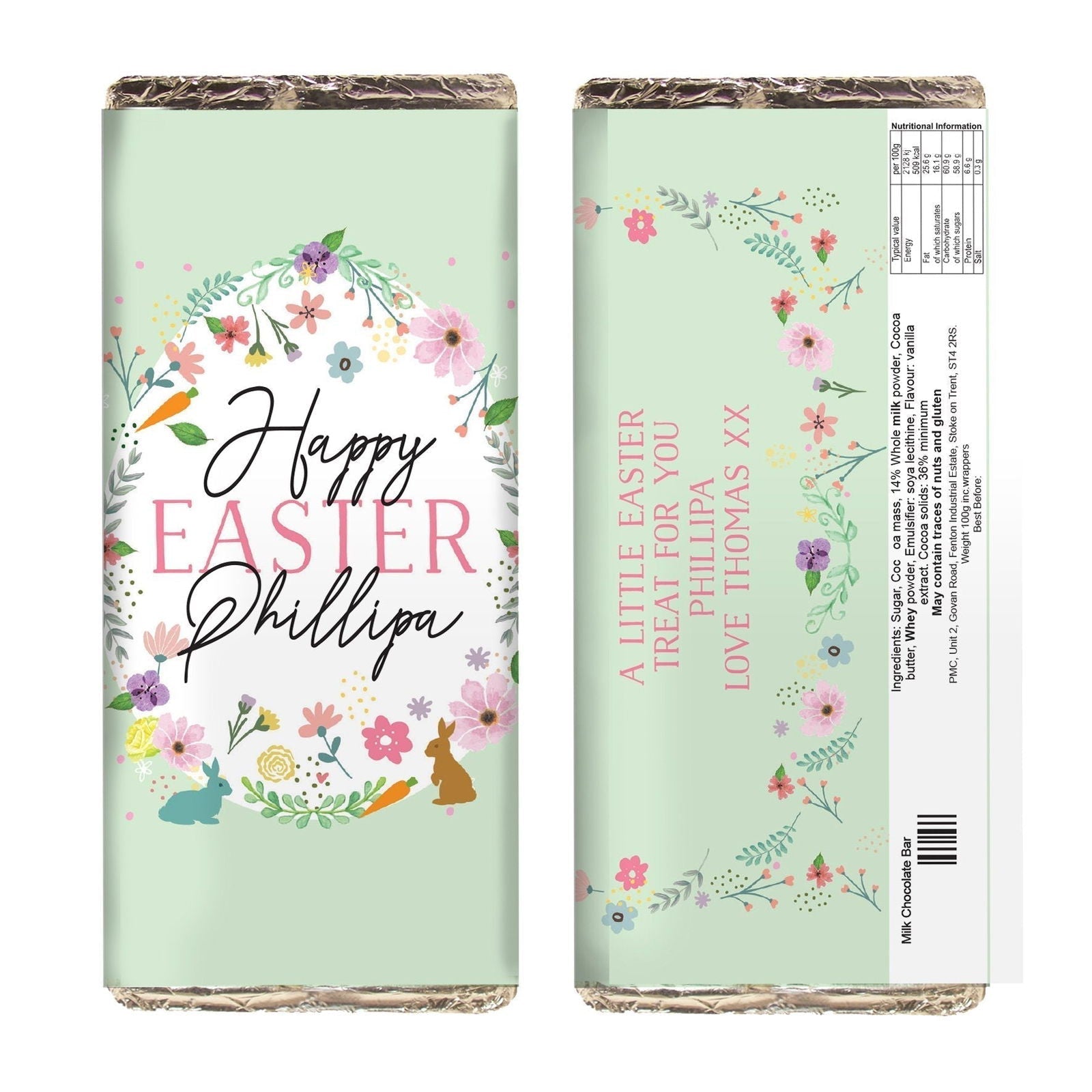 Personalised Easter Springtime Milk Chocolate Bar