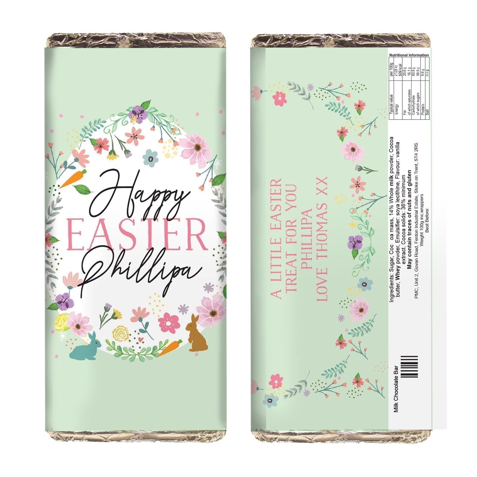 Personalised Easter Springtime Milk Chocolate Bar