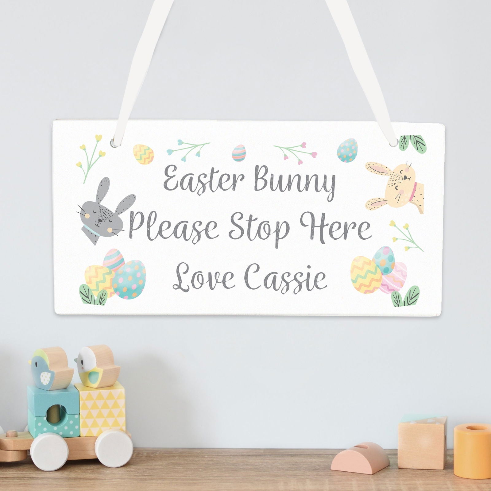 Personalised Easter Springtime Wooden Sign