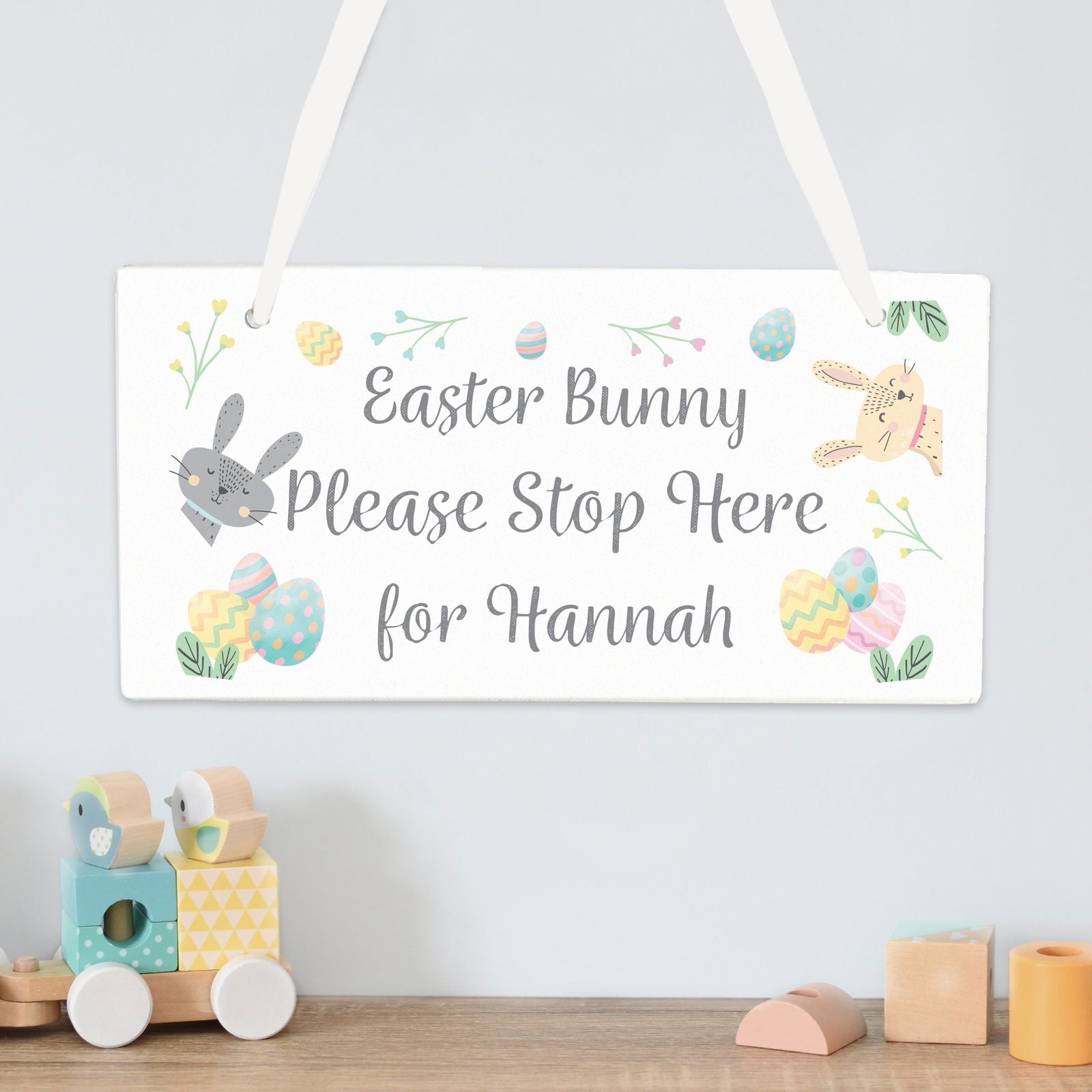 Personalised Easter Springtime Wooden Sign