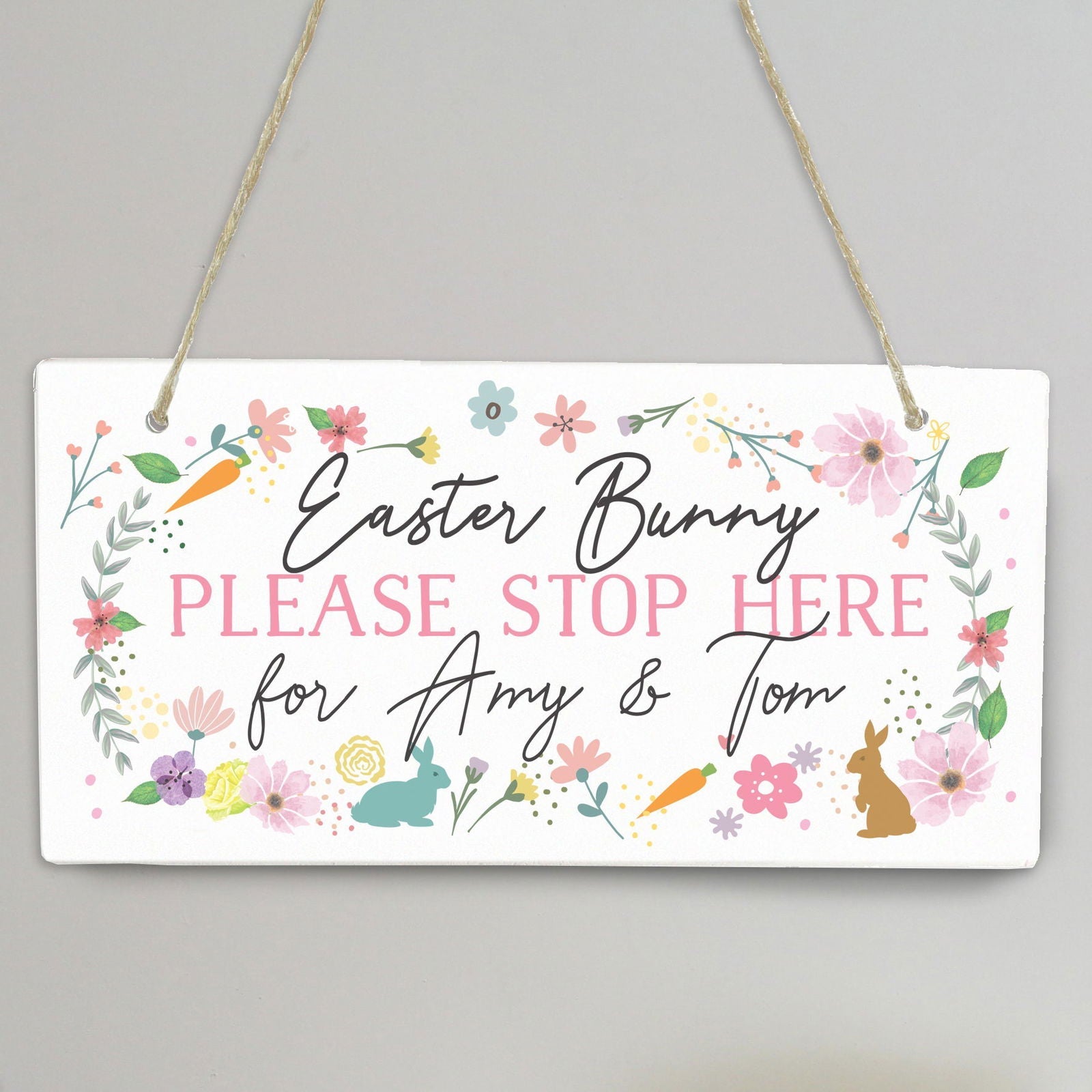 Personalised Easter Springtime Wooden Sign