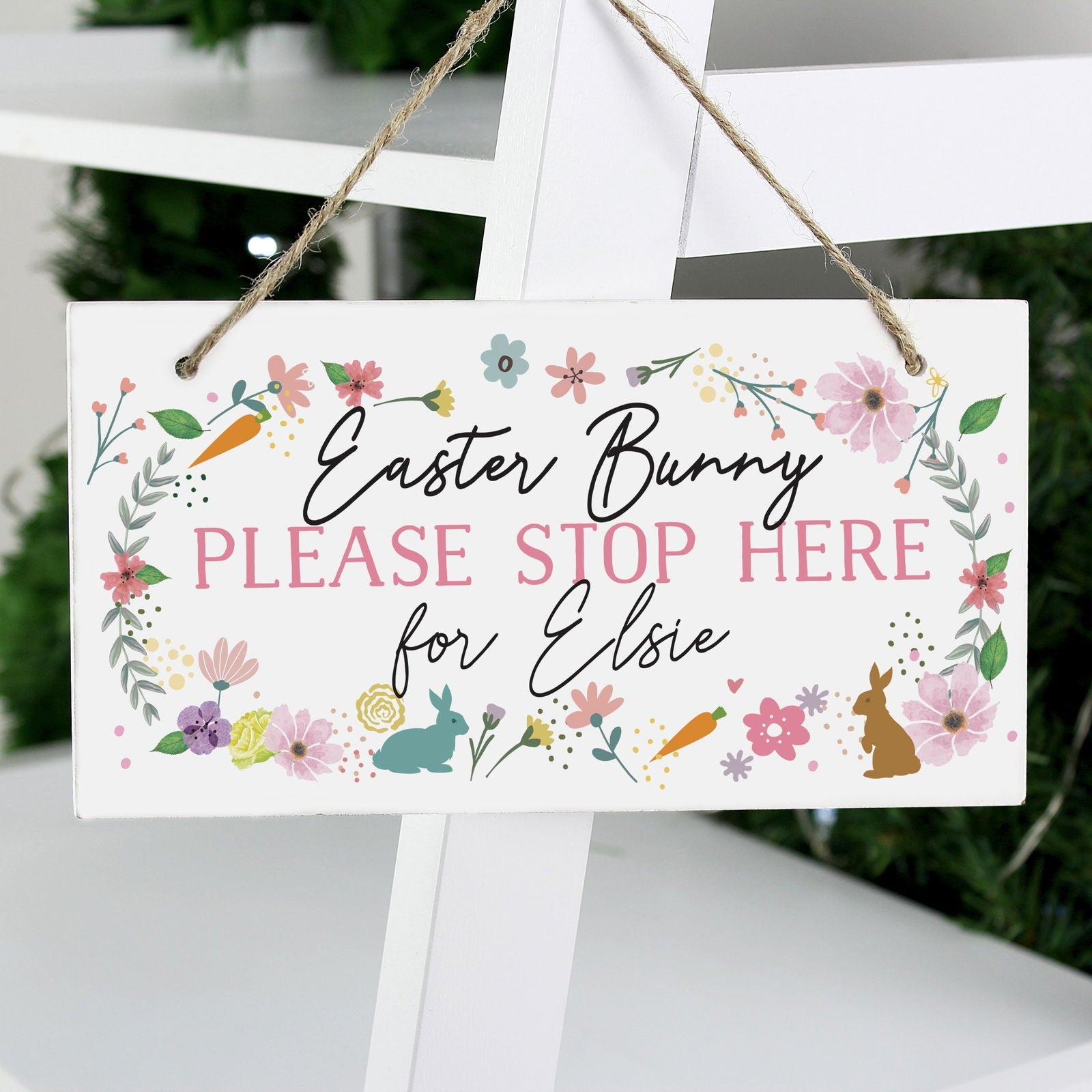 Personalised Easter Springtime Wooden Sign