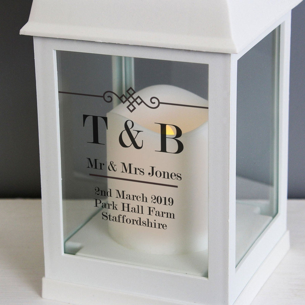 Personalised Elegant Diamond White Lantern