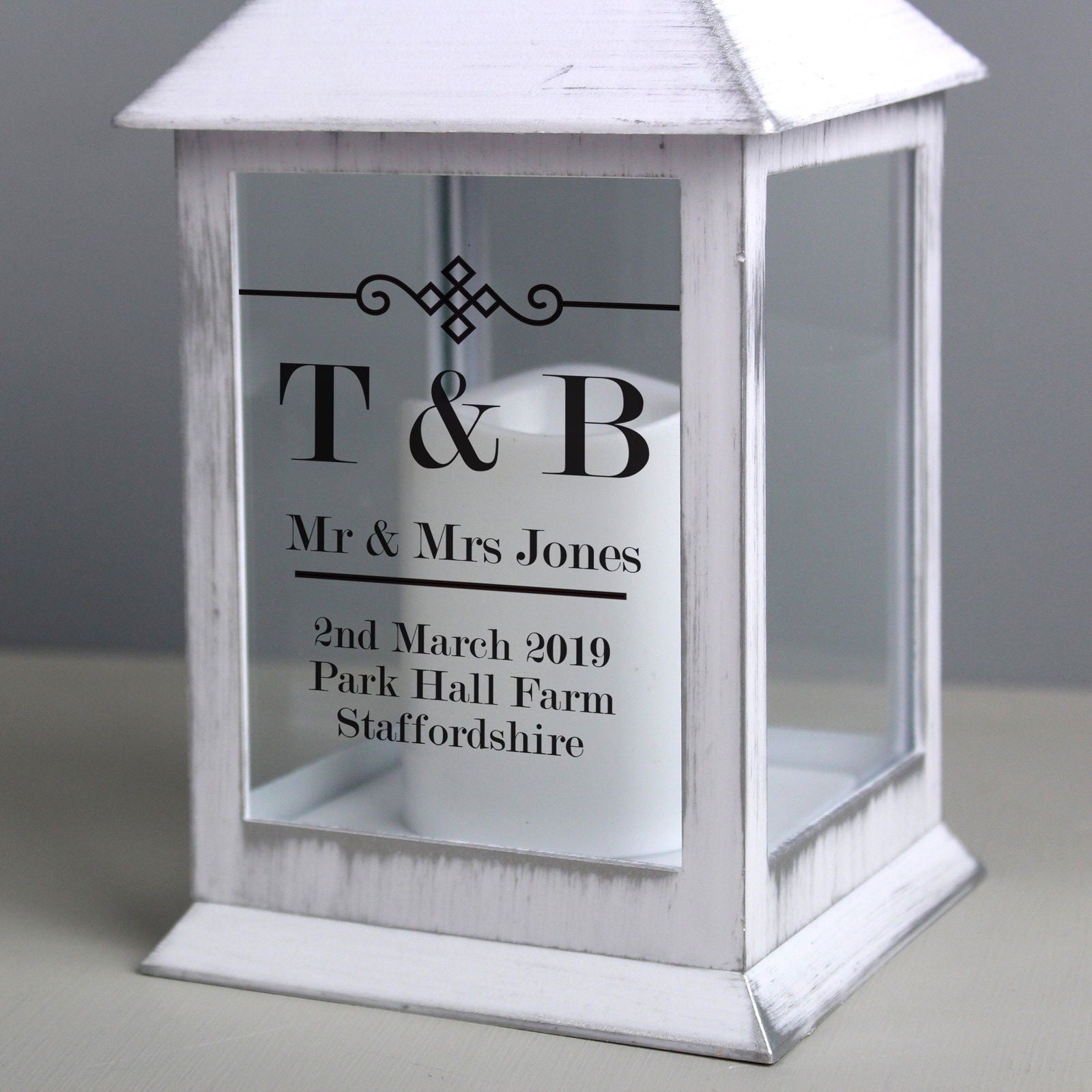 Personalised Elegant Diamond White Lantern