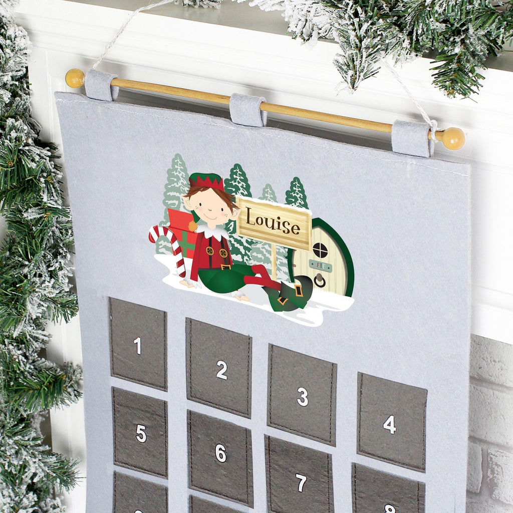 Personalised Elf 2025 Advent Calendar In Silver Grey