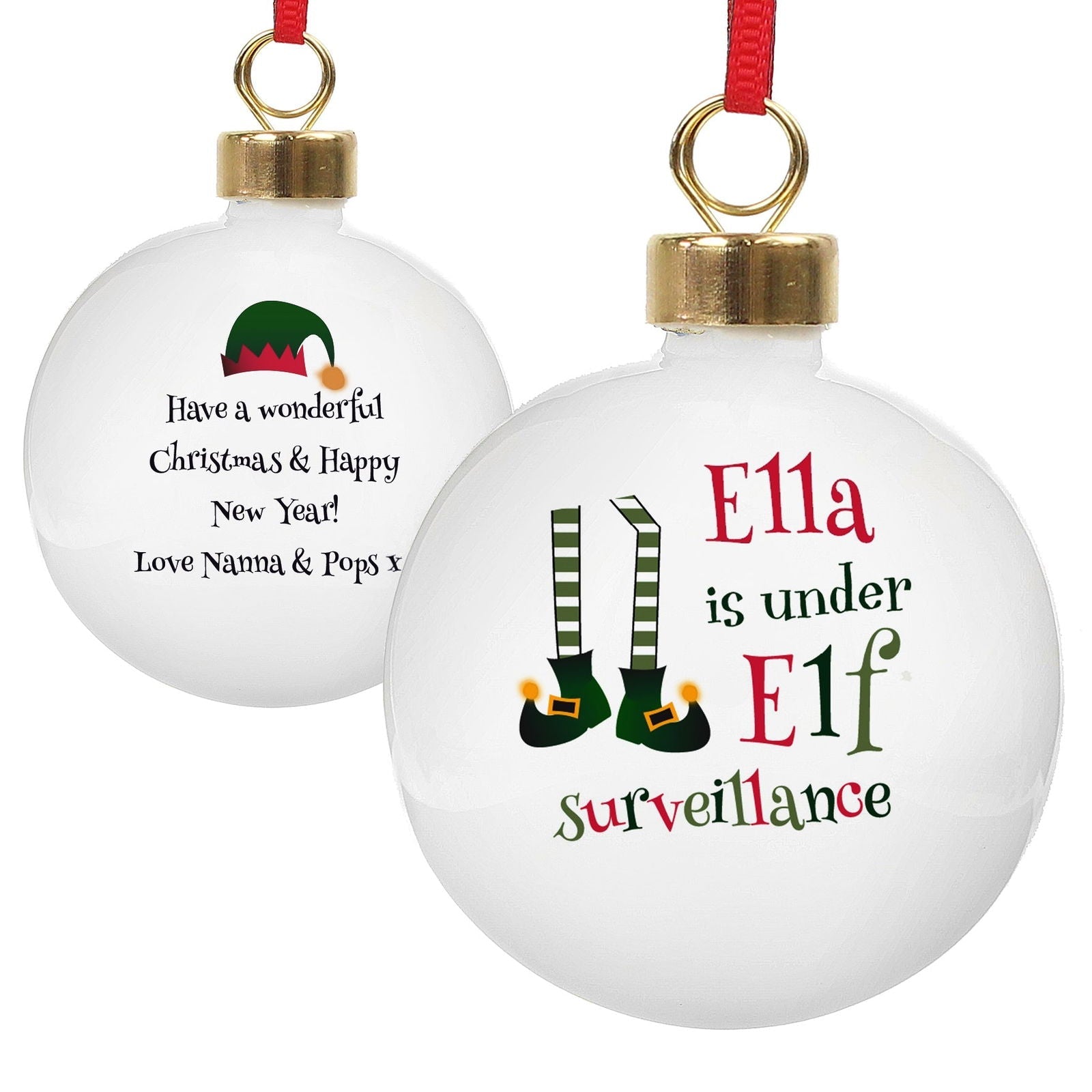 Personalised Elf Surveillance Bauble