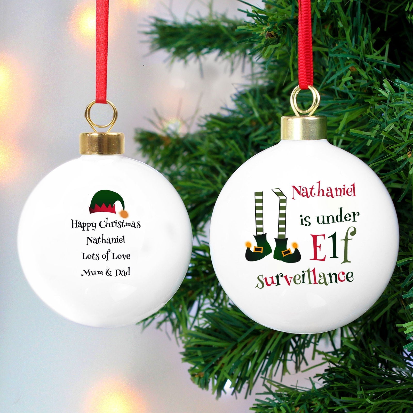 Personalised Elf Surveillance Bauble