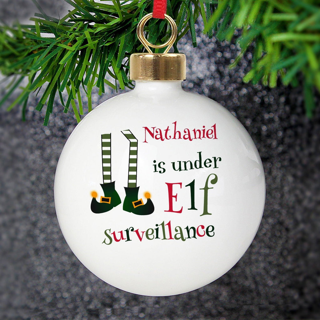 Personalised Elf Surveillance Bauble