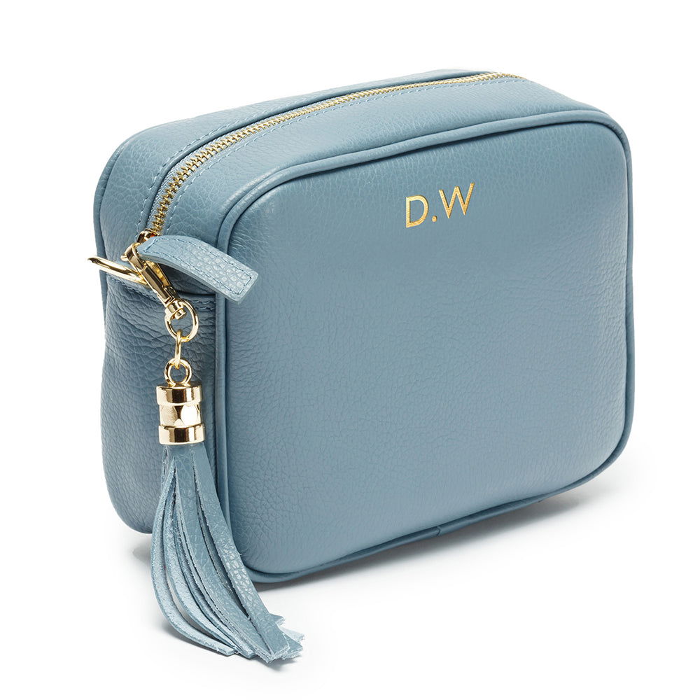 Personalised Elie Beaumont Light Blue Bag With Aztec Strap