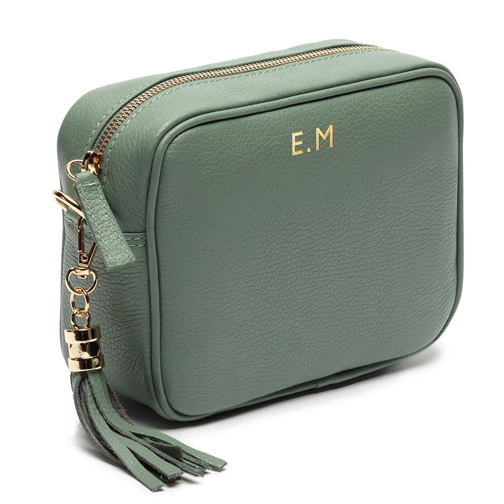 Personalised Elie Beaumont Mint Bag With Biscuit Strap