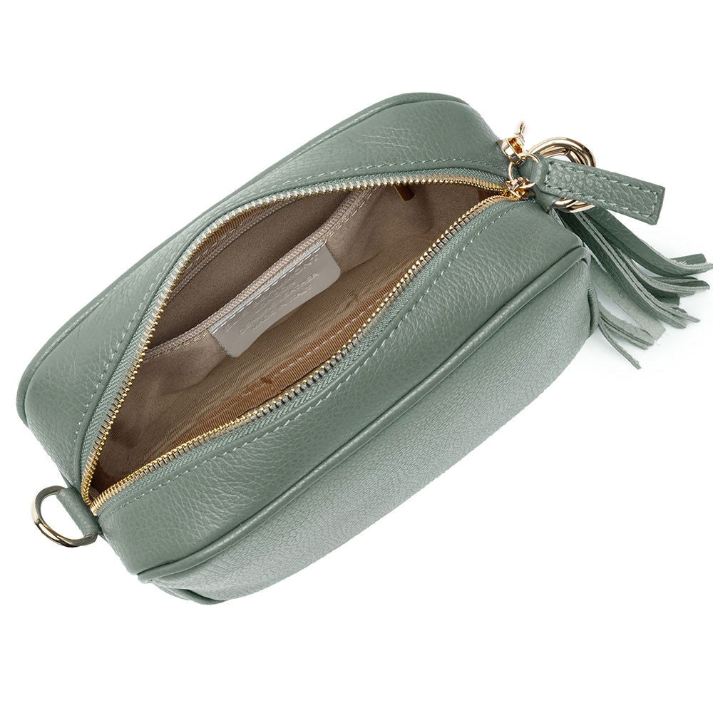 Personalised Elie Beaumont Mint Handbagwith Champagne Stripes Strap