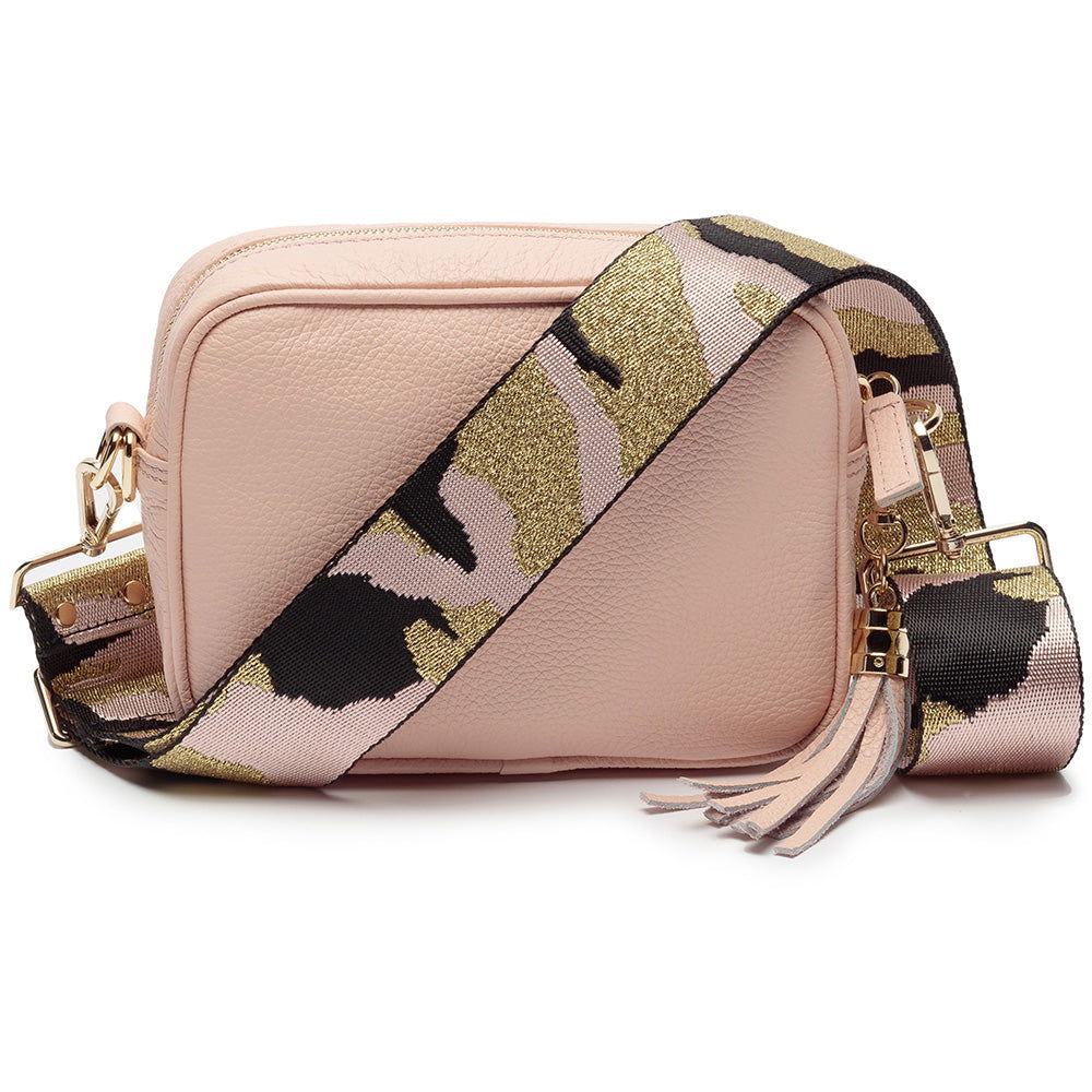 Personalised Elie Beaumont Pink Bag With Pink Camouflage Strap