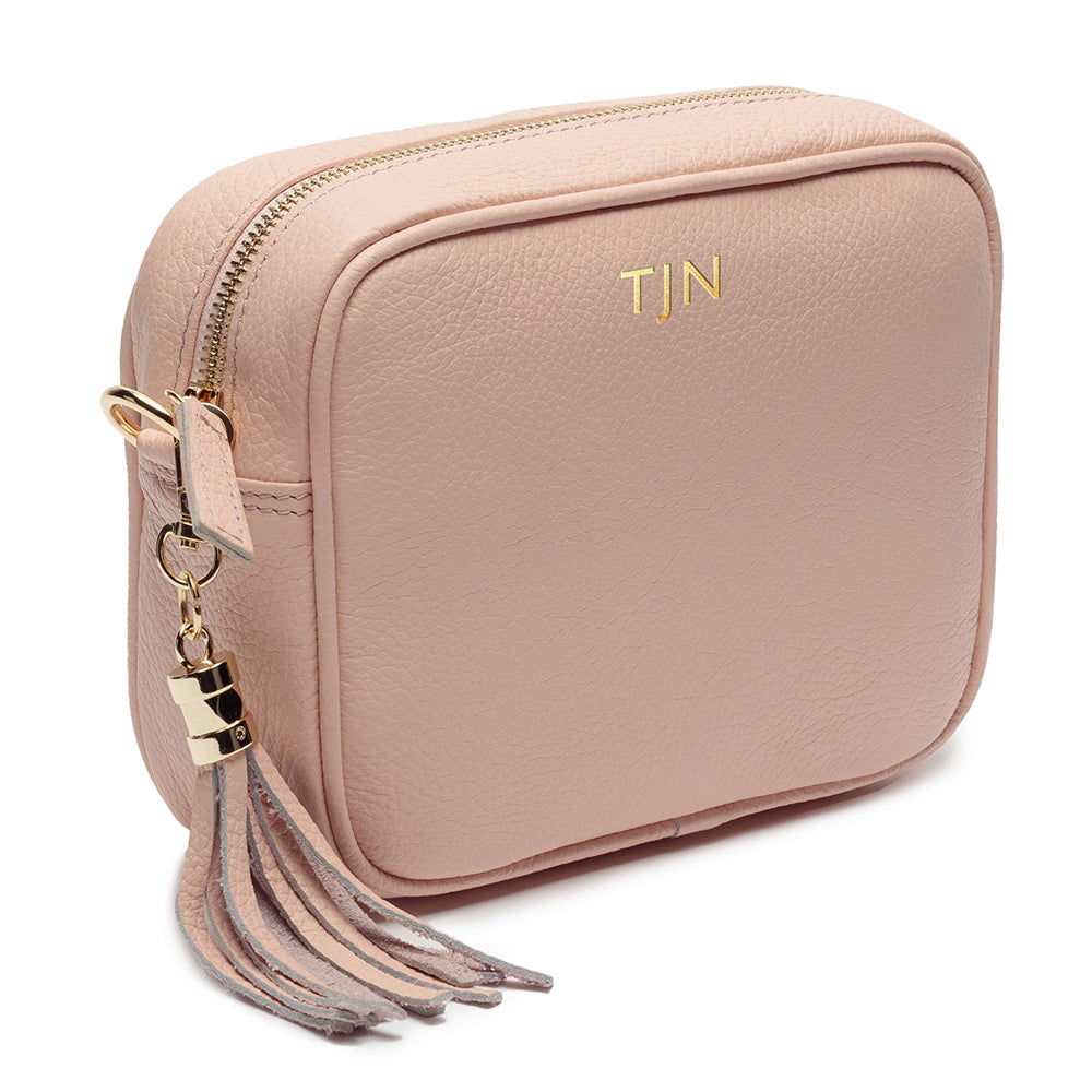 Personalised Elie Beaumont Pink Bag With Pink Camouflage Strap