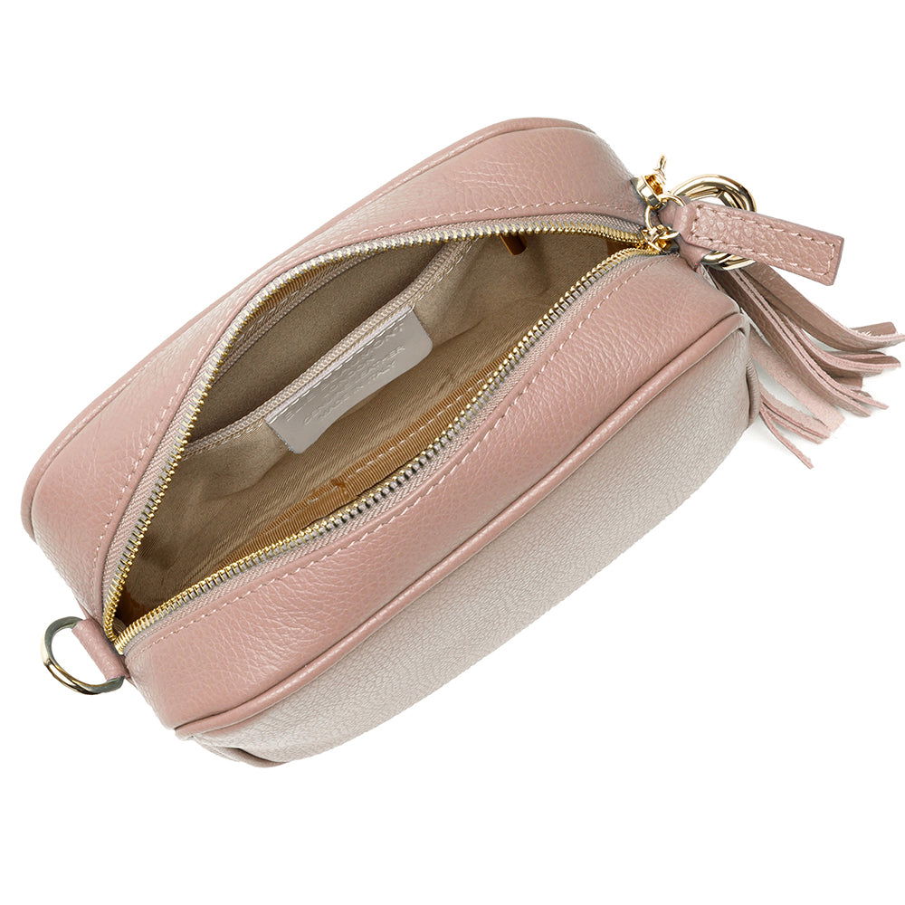 Personalised Elie Beaumont Pink Bag With Pink Camouflage Strap