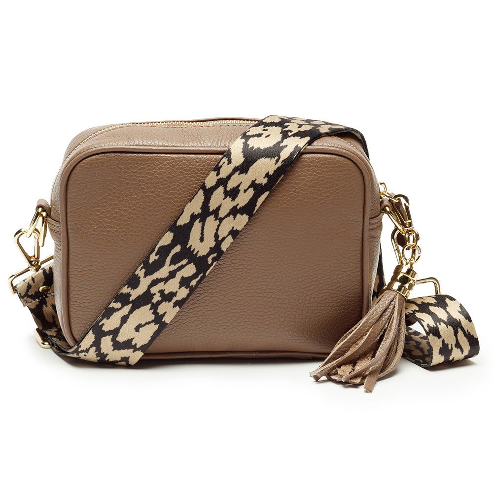 Personalised Elie Beaumont Taupe Handbag With Leopard Strap