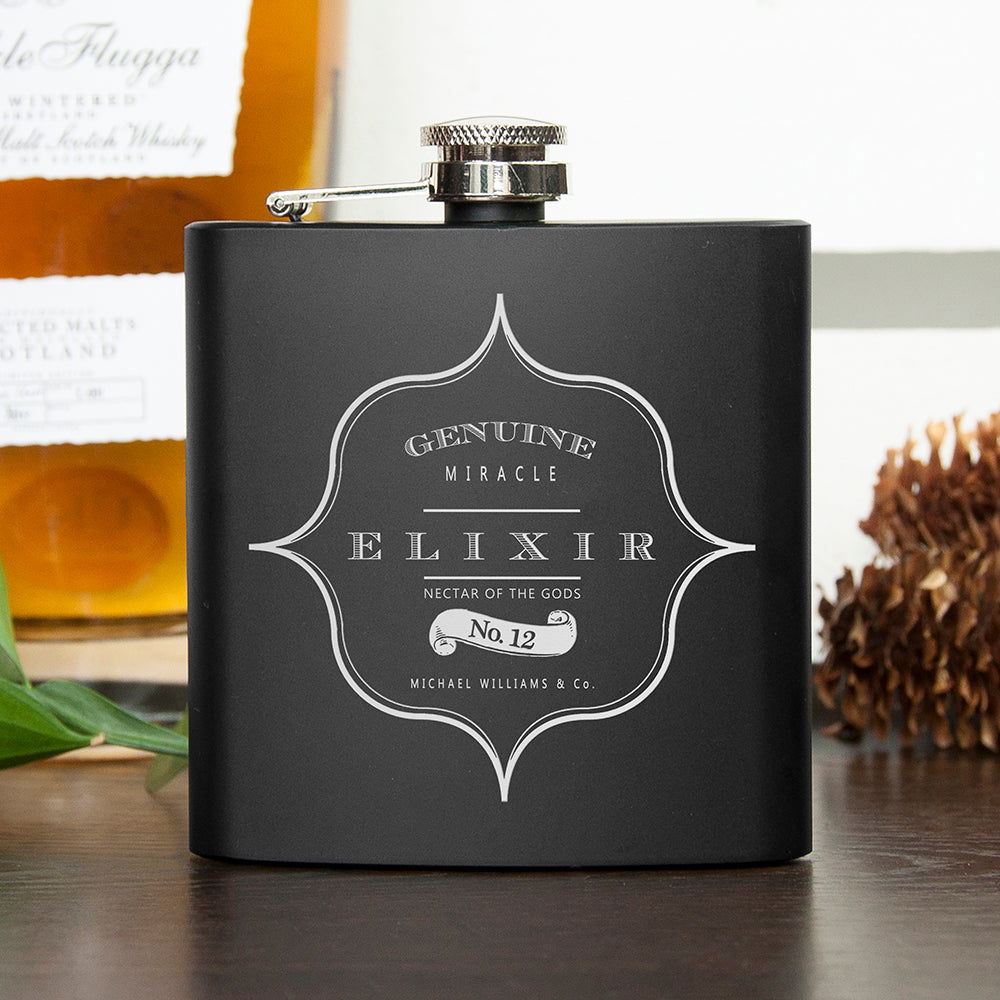 Personalised Elixir Vintage Hip Flask
