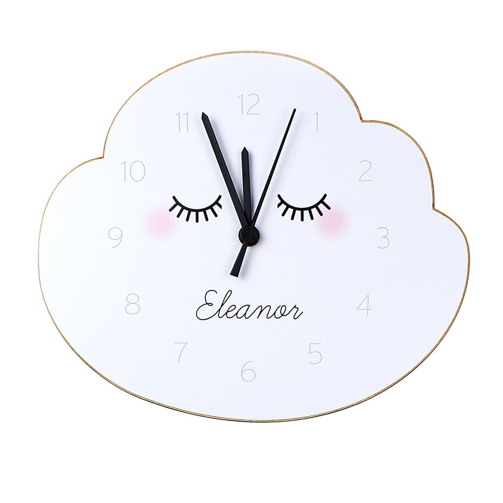 Personalised Eyelash Cloud Shape Wooden Clock